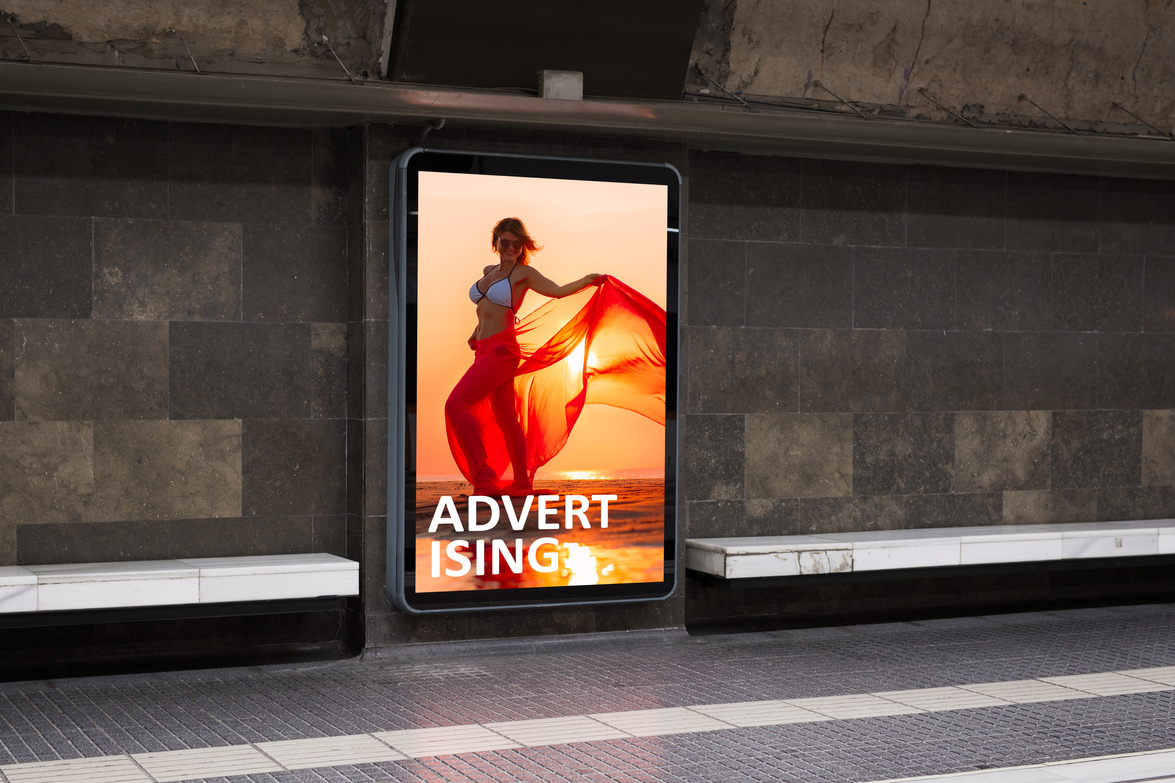 Sample advertising on display in metro station